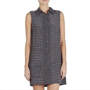 Equipment Femme Lucida Gray Sleeveless Silk Shift Shirt Dress Women's Size M